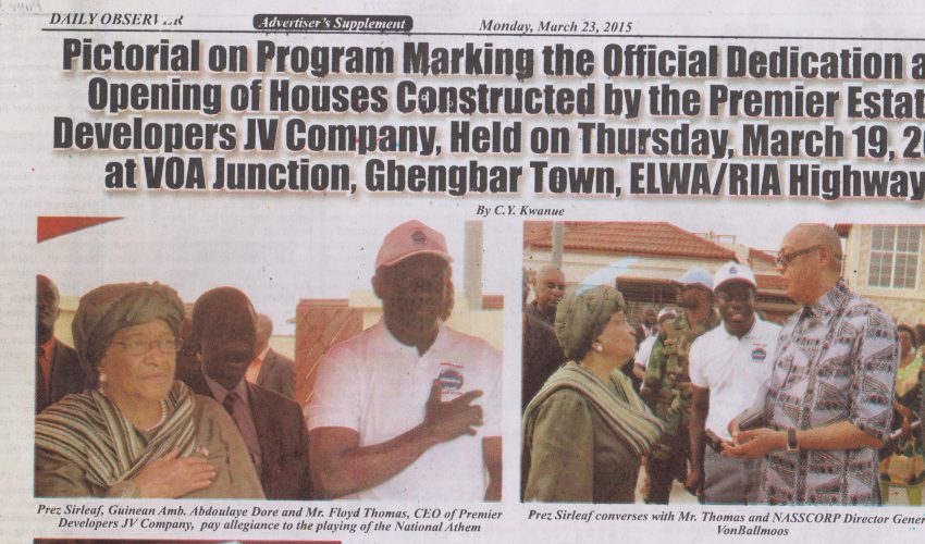 Liberian President Ellen Johnson Sirleaf opens a new housing estate built with Decra Roofing in Liberia 5